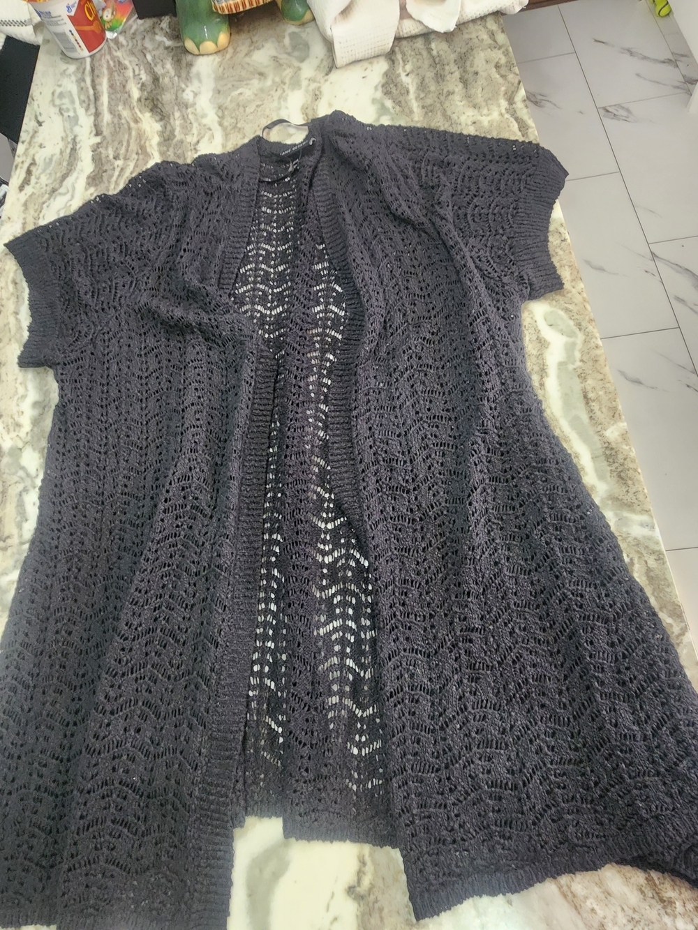 Lane Bryant Open-Front Black Crochet Cardigan